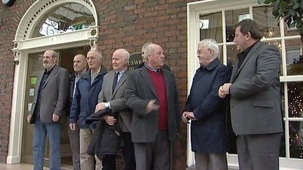 Nine of the original "hooded men" were in Dublin to hear a call for the Irish government to take the UK to the European Court