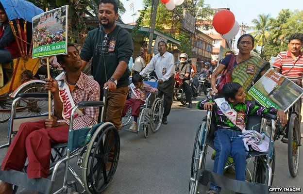 People in India took part in a rally to mark the 2013 International Day of persons with disabilities