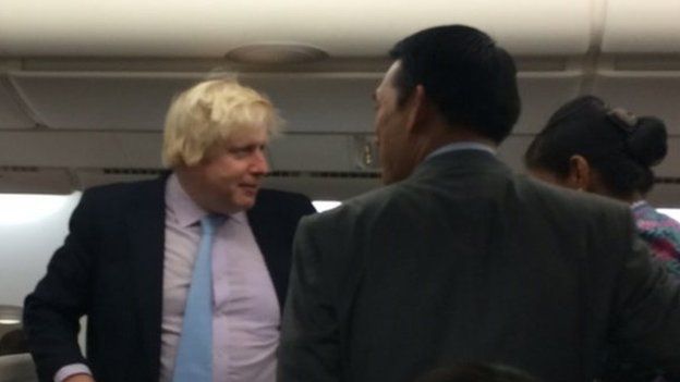 Boris Johnson on a plane