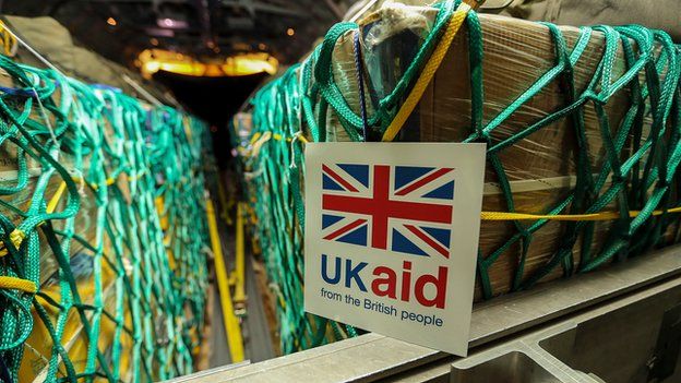 British humanitarian aid being loaded onto a RAF Hercules C130 at RAF Brize Norton for Iraq
