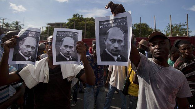Haiti protesters call on President Putin for help. 5 Dec 2014