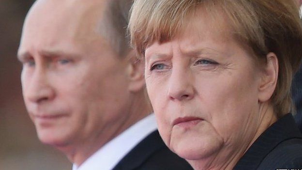 German Chancellor Angela Merkel and Russian President Vladimir in June 2014