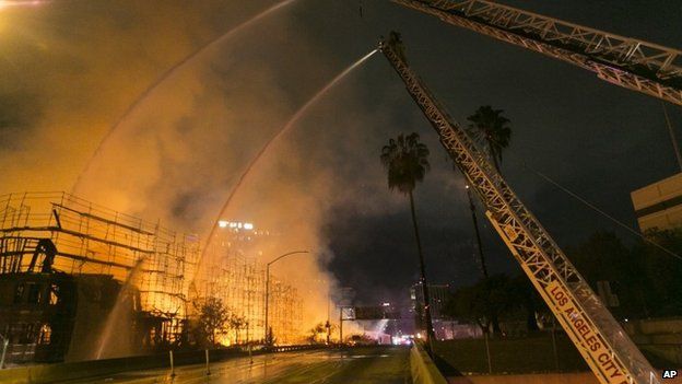 A huge blaze in downtown Los Angeles