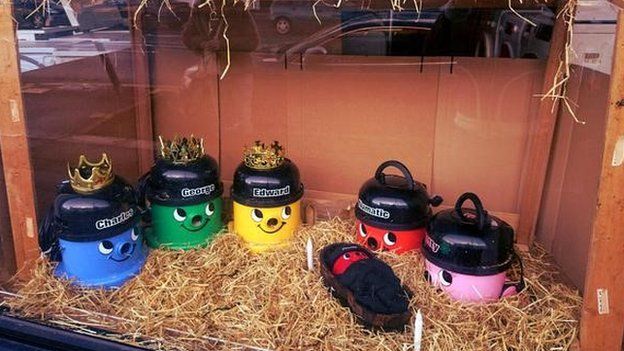 Nativity scene made of Henry vacuum cleaners