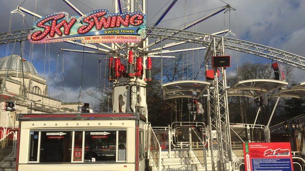 Sky Swing ride in Cardiff's Winter Wonderland