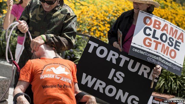 Protestors demonstrate against US torture policy.