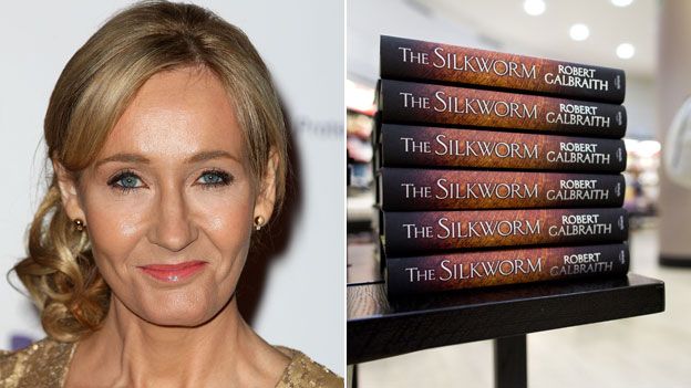 JK Rowling and copies of The Silkworm
