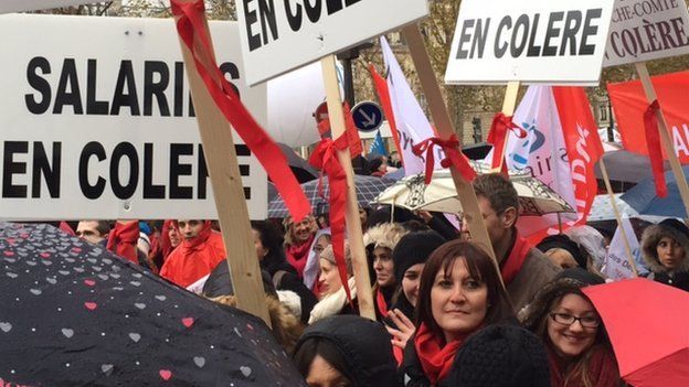 Demonstrators against economic reforms in Paris