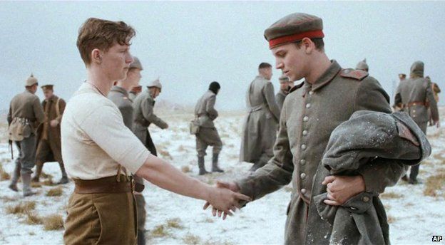 Grab from the Sainsbury's advert illustrating Christmas Day truce 1914