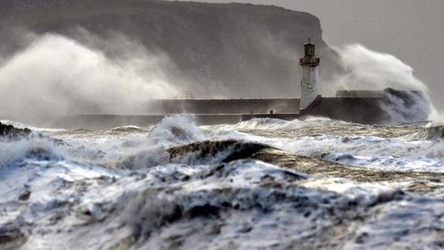 Waves at Whitehaven in Cumbria