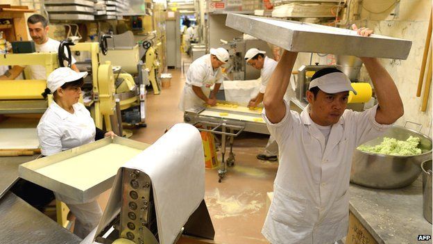 Italian pasta workers in Rome - file pic