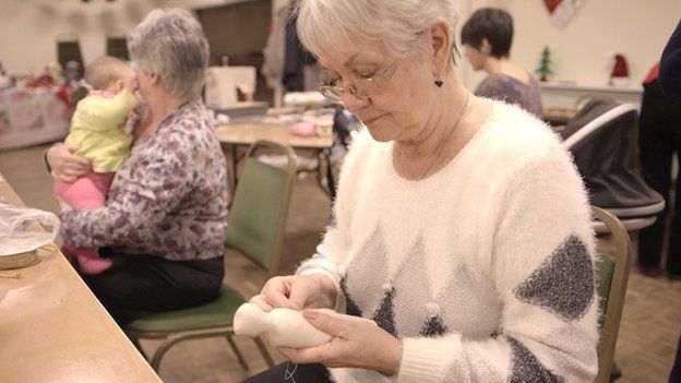 Bernice Stannard, part of the Burtonwood sewing group