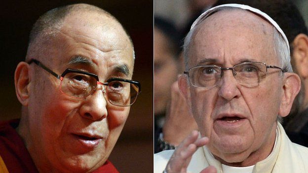 Dalai Lama, left and Pope Francis (file images)