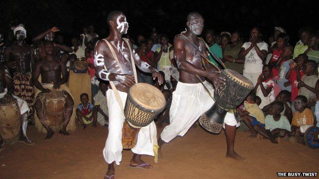 The Labadi Warriors performing for a music video in Ghana