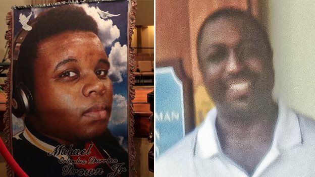 Undated photos of Michael Brown (left) and Eric Garner