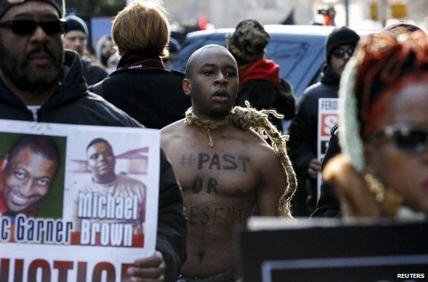 Protesters in New York, 13 December