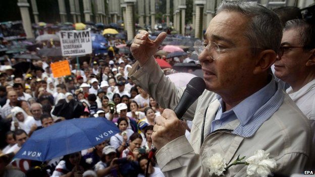 Former President Alvaro Uribe in Medellin protest 13 December 2014
