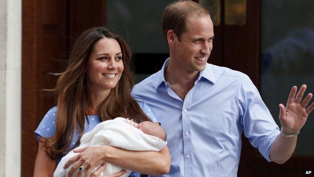 The Duke and Duchess of Cambridge with Prince George the day after he was born