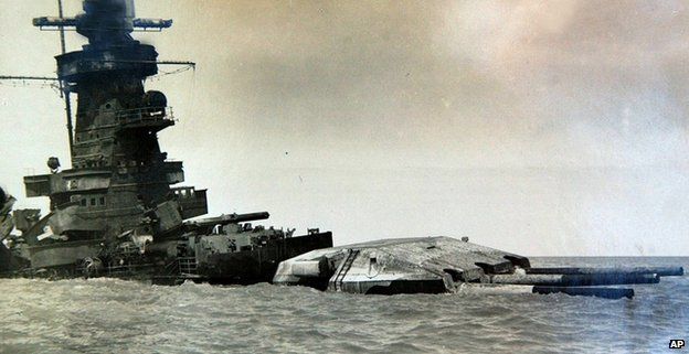 The Graf Spee sinking (photo provided by Friedrich Adolphe, a survivor)