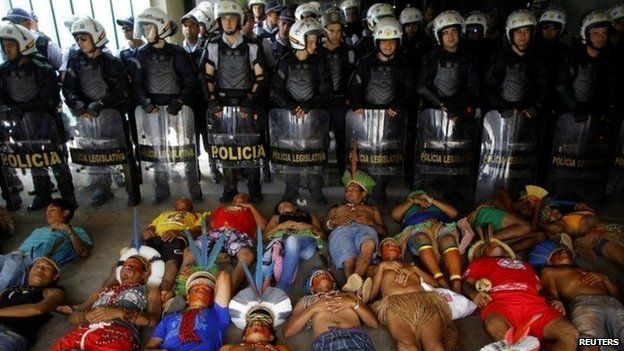 Indigenous protesters in Brasilia