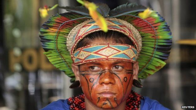 Indigenous protester in Brasilia
