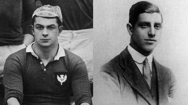 David Bedell-Sivright (left) and Eric Milroy were two Scottish rugby stars who died in the Great War