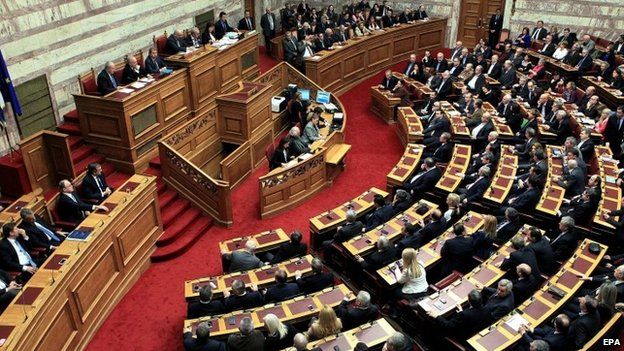 Greek Members of Parliament during the presidential vote (17 December 2014)