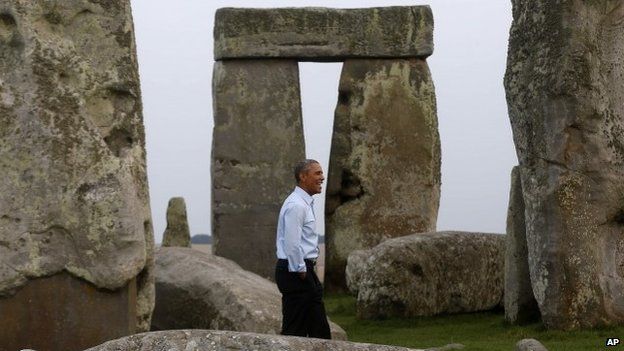 US President Barack Obama visits Stonehenge