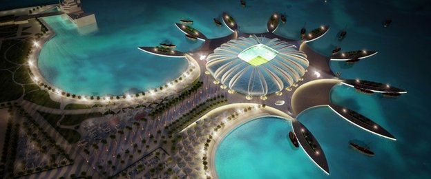 Artist's impression of the Doha Port stadium in Qatar