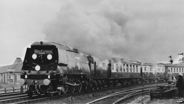 Funeral train of Sir Winston Churchill passing Staines