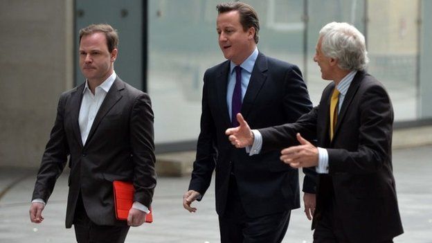 (left to right) Craig Oliver with David Cameron and Barney Jones