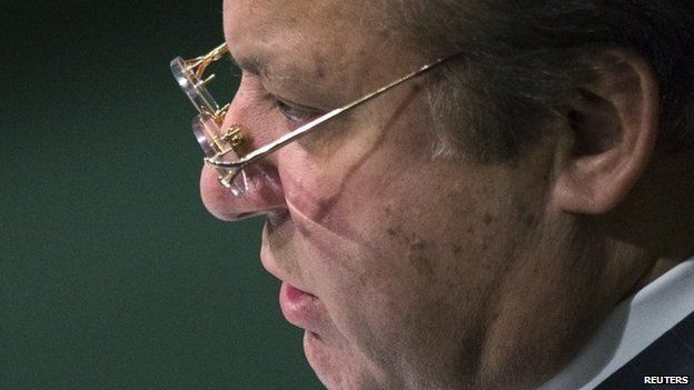 Pakistan"s Prime Minister Nawaz Sharif addresses the 69th United Nations General Assembly at United Nations Headquarters in New York September 26, 2014.