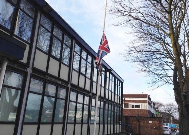 The flag at Eaton Road Police Station