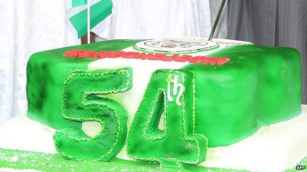 A cake make to celebrate Nigeria's 54 years of independence - 1 October 2014