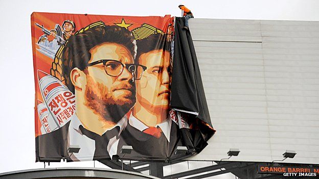 Banner advertisement for The Interview being removed