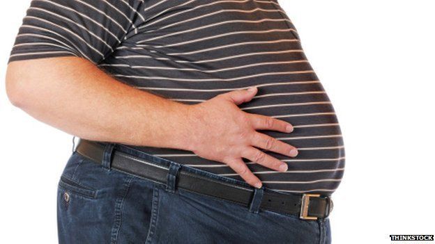 Man with an obese belly