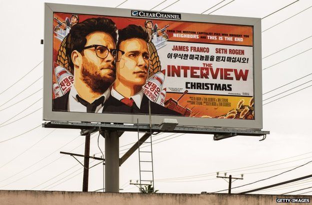 A poster for The Interview in Venice, California, 19 December