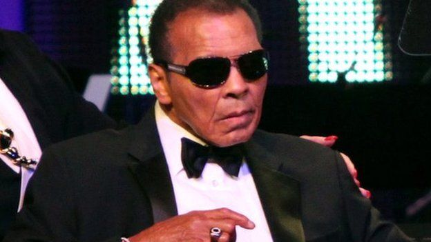 Muhammad Ali, pictured at a celebrity boxing match in 2012