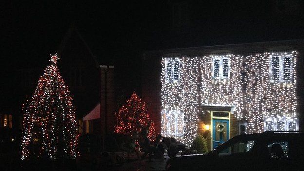 Tonyrefail house with Christmas decorations
