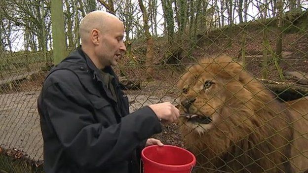 Ben Mee with lion