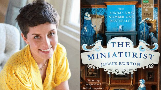 Jessie Burton and the book cover to The Miniaturist