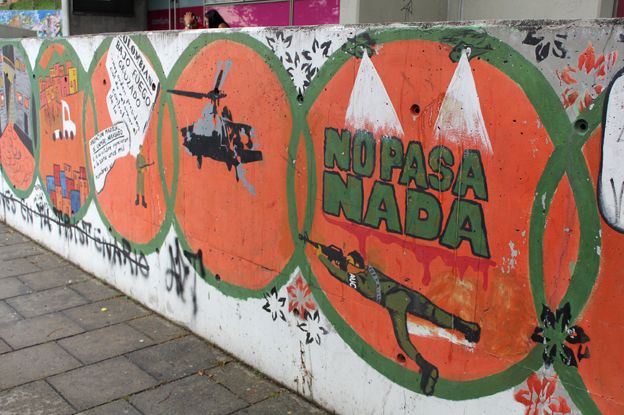 Graffiti criticising the paramilitary operations in Medellin