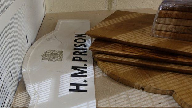 Chopping boards and HM Prison sign
