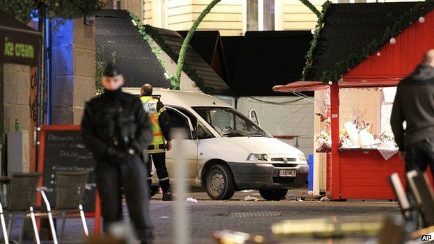 Scene in Nantes after van hit pedestrians. 22 Dec 2014