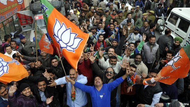 The ruling BJP has drastically improved its tally in Indian-administered Kashmir state elections, papers say