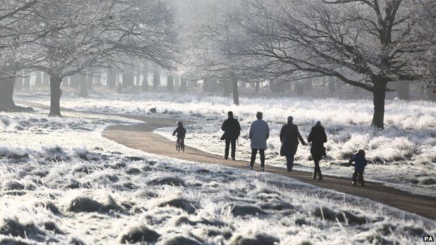 Walkers in Richmond Park, south west London, on 29 December