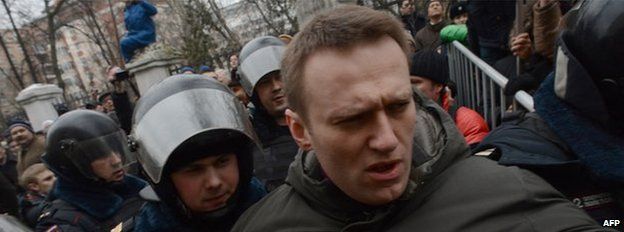 Alexei Navalny being arrested, 24 Feb 14
