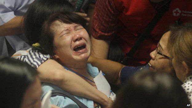 Relatives at Surabaya airport react to the sighting of bodies - 30 December