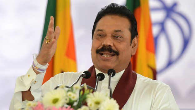 Mahinda Rajapaksa making an election campaign speech