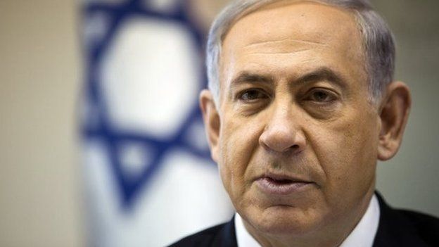 Prime Minister Benjamin Netanyahu attends the weekly cabinet meeting in Jerusalem.